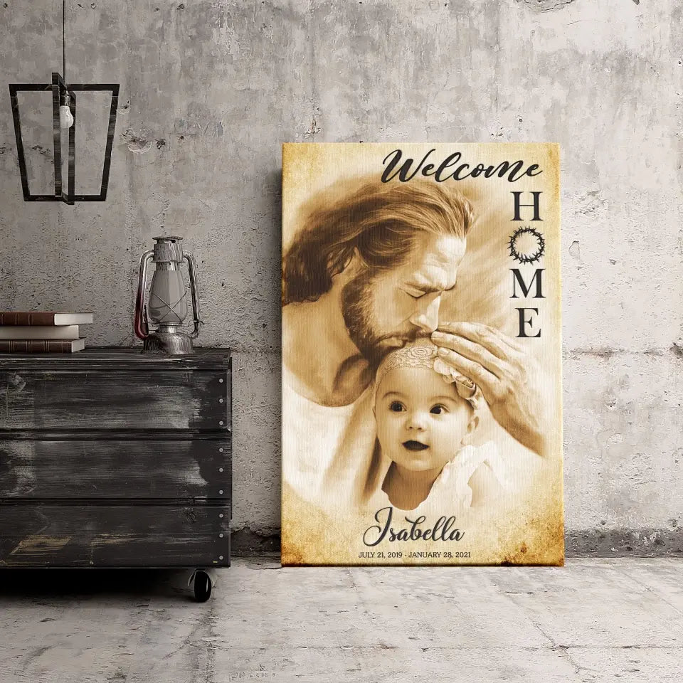 Personalized Canvas Prints, Custom Photo Memorial Gift, Baby Girl Loss Gift, Baby Loss Gift, Welcome Home, Safe In The Arms Of Jesus Dem Canvas