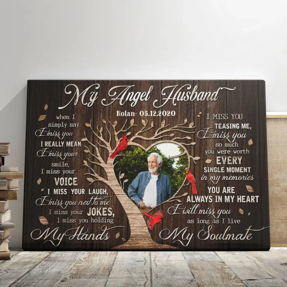 Personalized Canvas Prints, Custom Photo, Gifts For Memorial, Loss Husband, Memorial My Angel Husband Dem Canvas