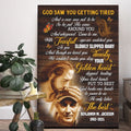 Personalized Canvas Prints, Custom Photo, Sympathy Gifts, Memorial Gift, Safe In The Arms Of Jesus, God Saw You Getting Tired Dem Canvas