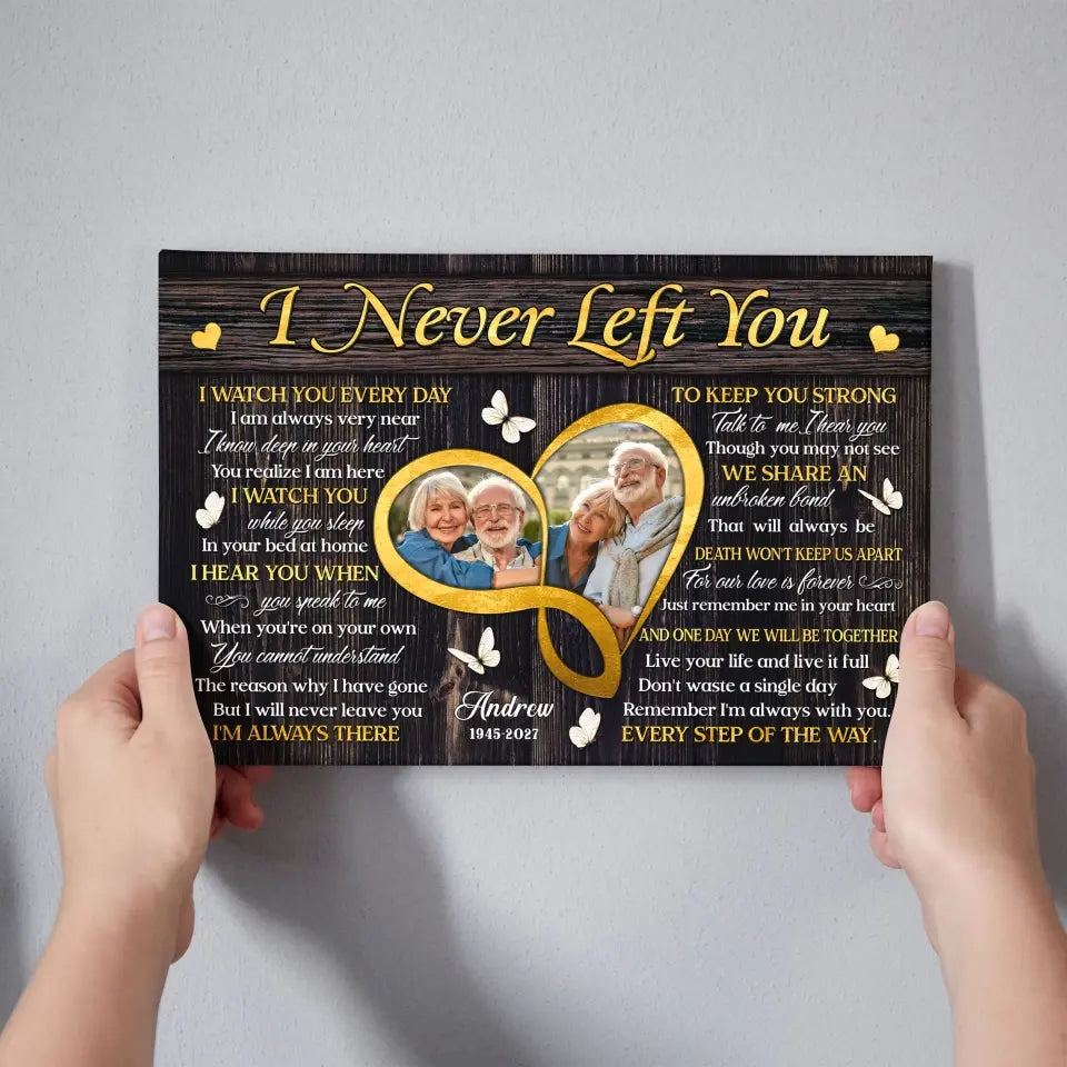 Personalized Canvas Prints, Custom Photo, Sympathy Loss Of Wife Husband, Memorial Gifts, I Never Left You Dem Canvas