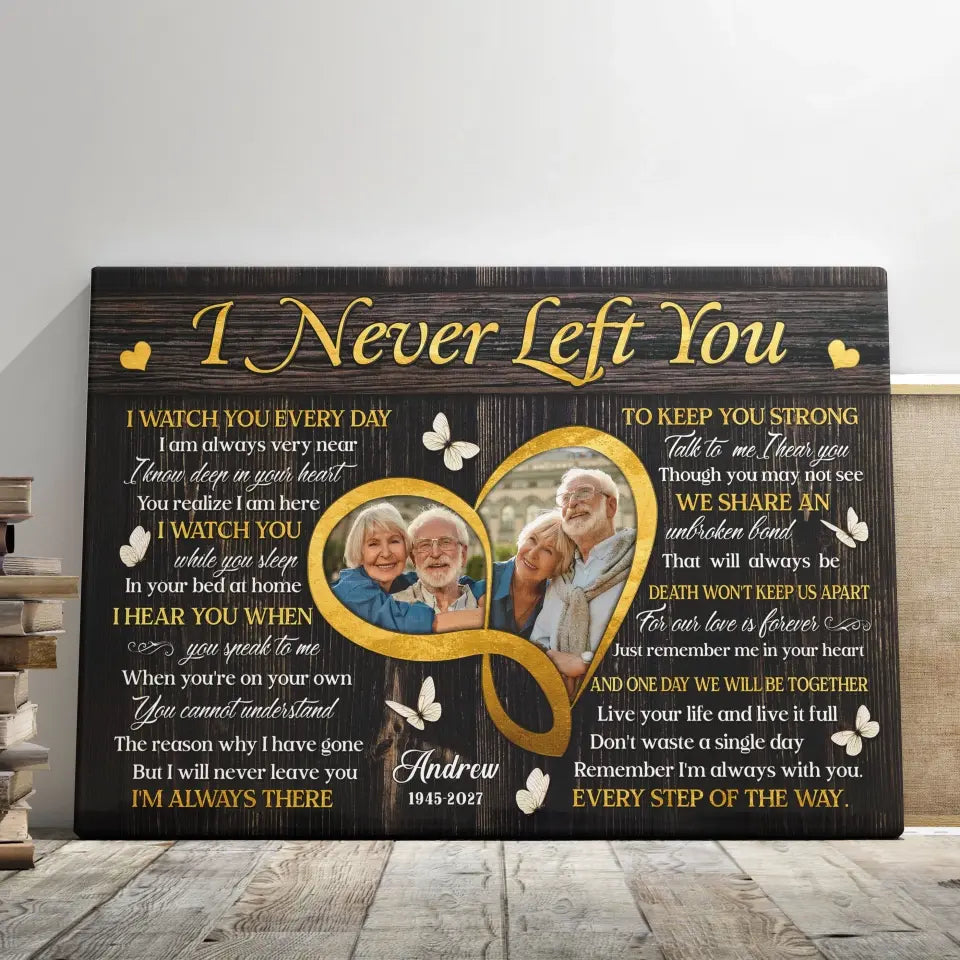 Personalized Canvas Prints, Custom Photo, Sympathy Loss Of Wife Husband, Memorial Gifts, I Never Left You Dem Canvas