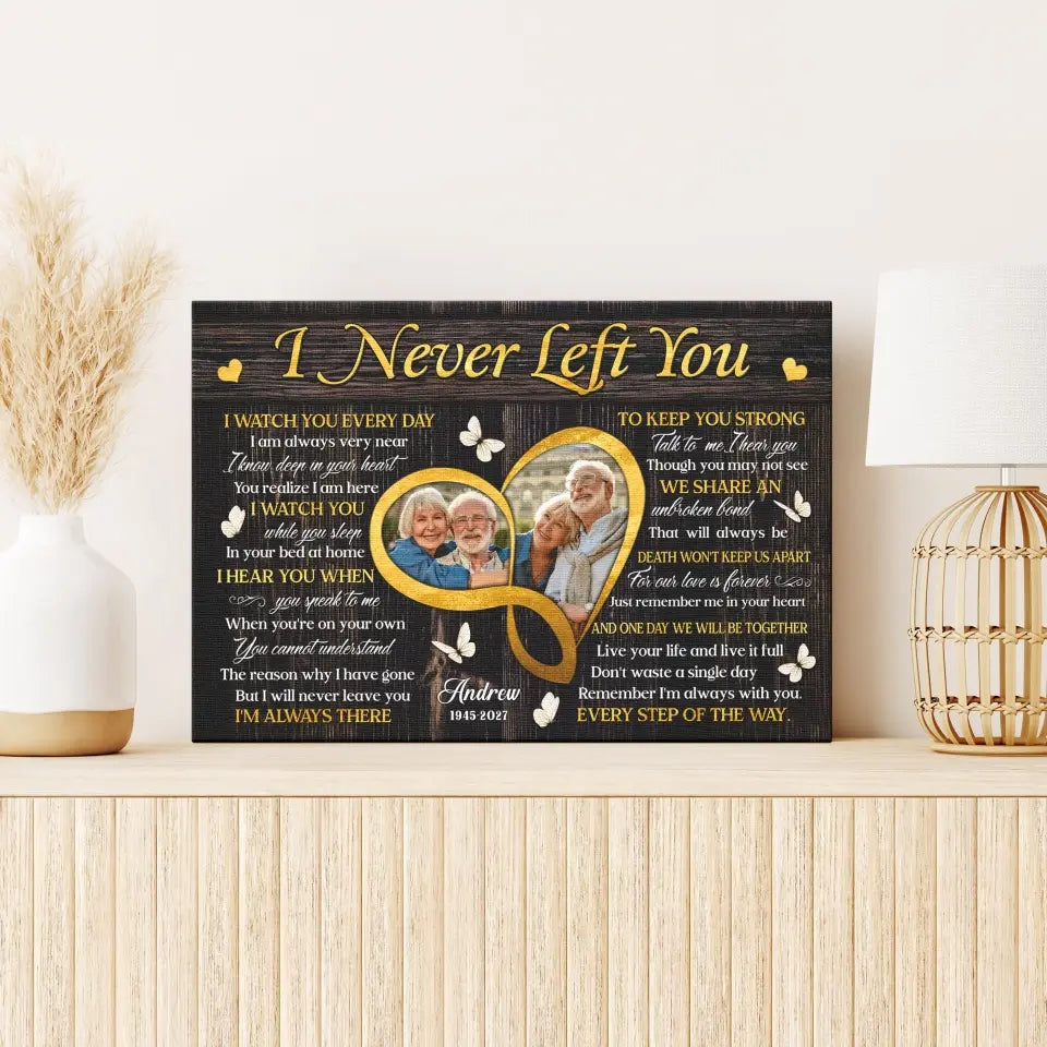 Personalized Canvas Prints, Custom Photo, Sympathy Loss Of Wife Husband, Memorial Gifts, I Never Left You Dem Canvas
