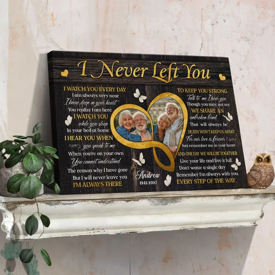 Personalized Canvas Prints, Custom Photo, Sympathy Loss Of Wife Husband, Memorial Gifts, I Never Left You Dem Canvas