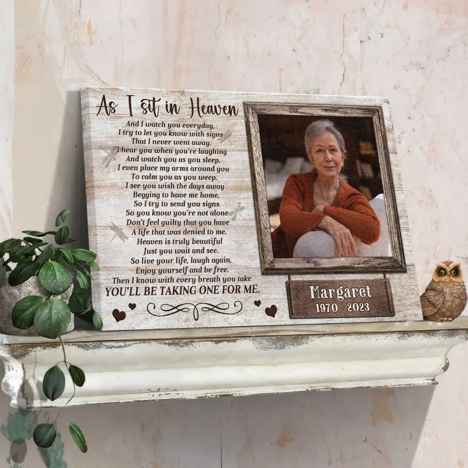 Personalized Canvas Prints, Custom Photo, Memorial Picture Gift, In Memory Of Loved One Gift, Memorial Gifts For Loss, As I Sit In Heaven Dem Canvas