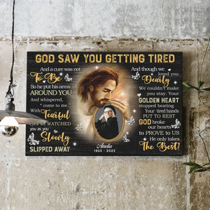 Personalized Canvas Prints, Custom Photo, Sympathy Gifts, Loss Mom Memorial, Remembrance Gifts, God Saw You Are Getting Tired Dem Canvas
