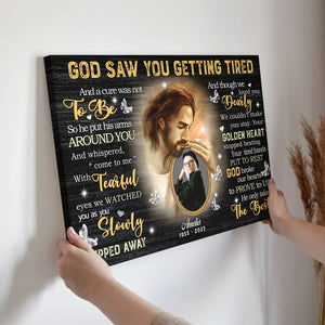 Personalized Canvas Prints, Custom Photo, Sympathy Gifts, Loss Mom Memorial, Remembrance Gifts, God Saw You Are Getting Tired Dem Canvas