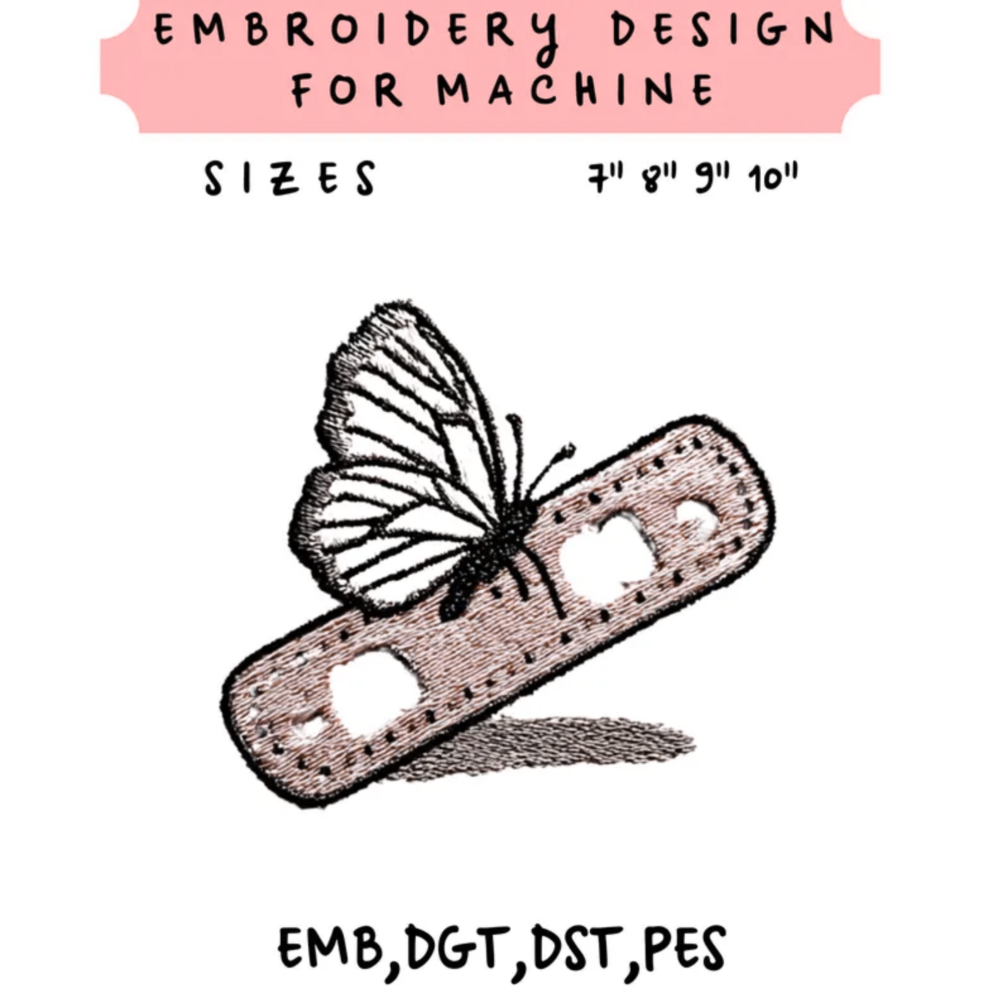 Compression Bandage Butterfly Embroidery File Nurse Medical Healing Stitch Design