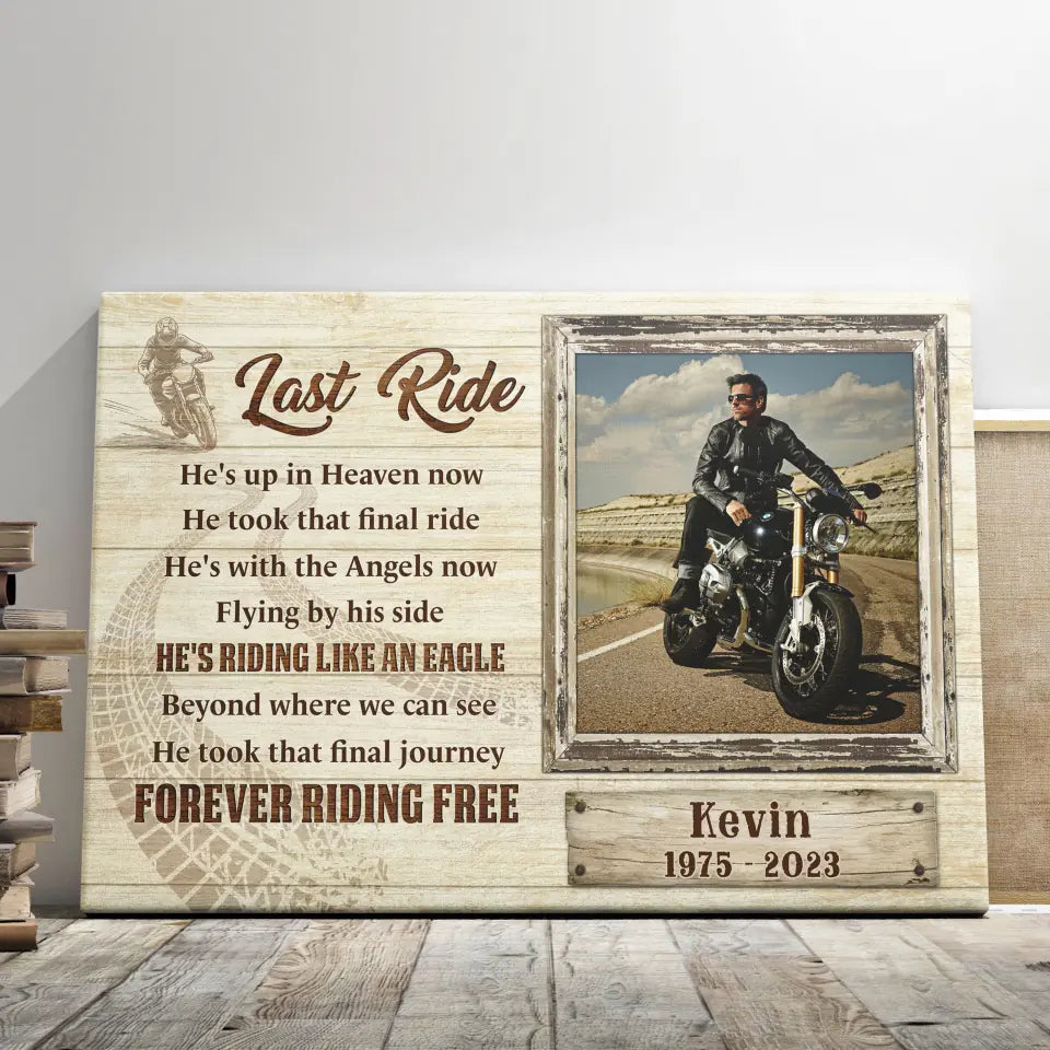 Personalized Canvas Prints, Custom Photo, Memorial Gifts, Sympathy Gifts, Loss Of Dad, Loss Of Brother, Biker Remembrance Last Ride Dem Canvas