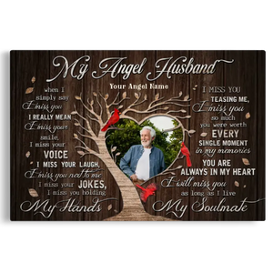 Personalized Canvas Prints, Custom Photo, Gifts For Memorial, Loss Husband, Memorial My Angel Husband Dem Canvas