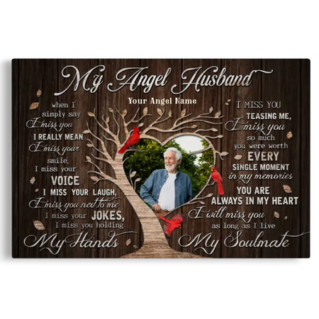 Personalized Canvas Prints, Custom Photo, Gifts For Memorial, Loss Husband, Memorial My Angel Husband Dem Canvas
