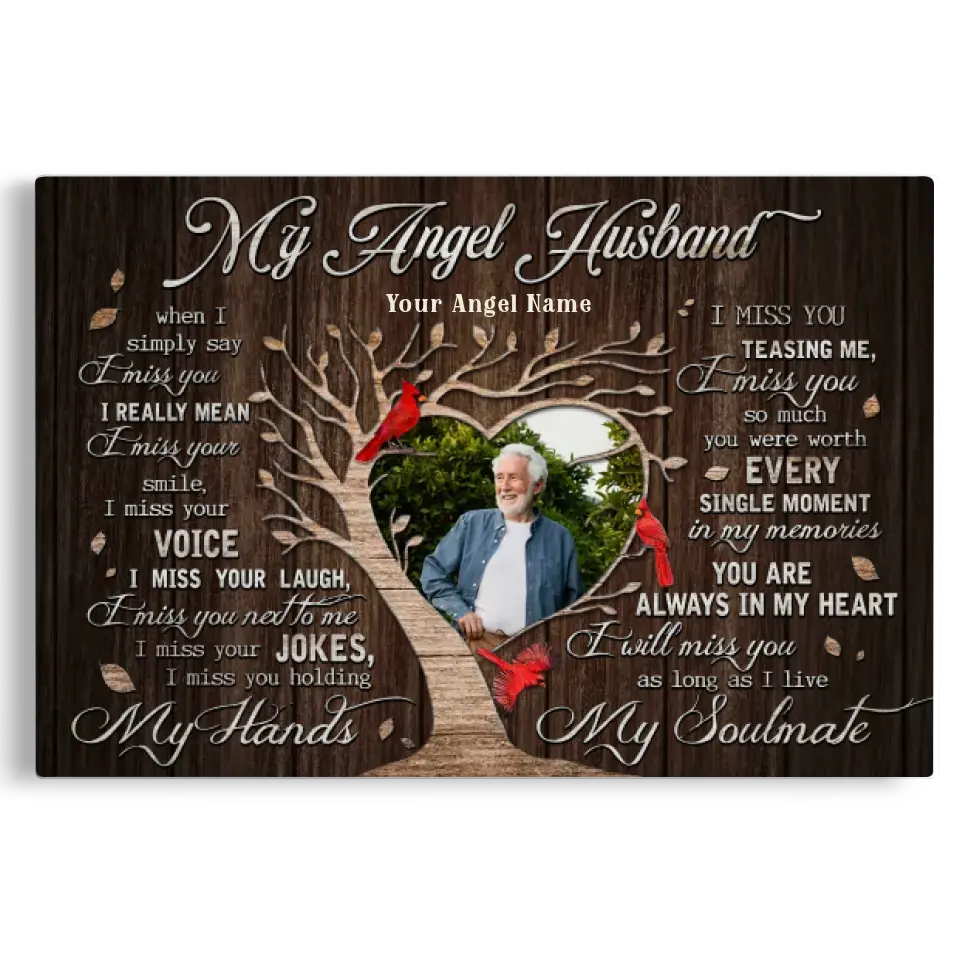 Personalized Canvas Prints, Custom Photo, Gifts For Memorial, Loss Husband, Memorial My Angel Husband Dem Canvas