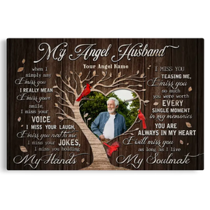 Personalized Canvas Prints, Custom Photo, Gifts For Memorial, Loss Husband, Memorial My Angel Husband Dem Canvas