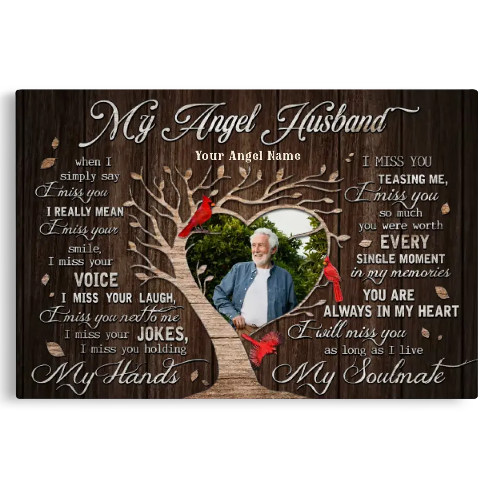Personalized Canvas Prints, Custom Photo, Gifts For Memorial, Loss Husband, Memorial My Angel Husband Dem Canvas