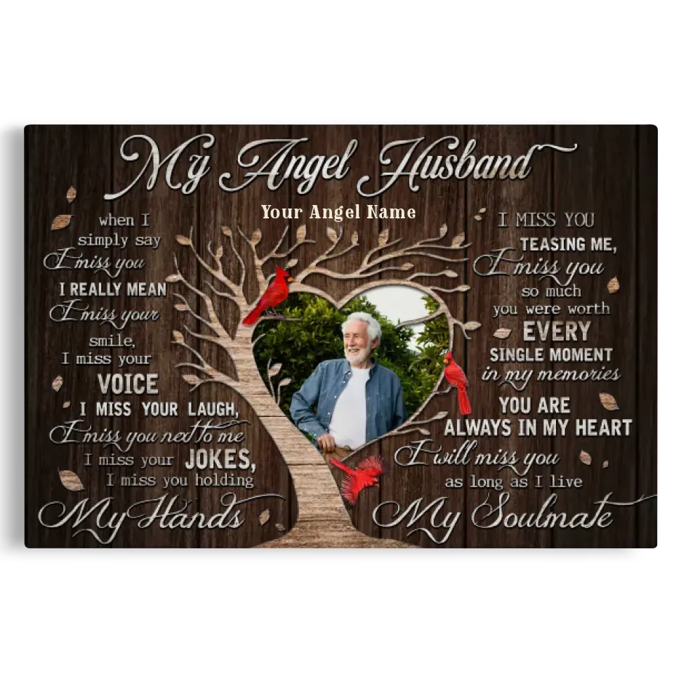 Personalized Canvas Prints, Custom Photo, Gifts For Memorial, Loss Husband, Memorial My Angel Husband Dem Canvas