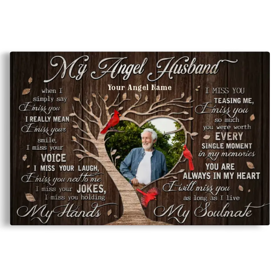 Personalized Canvas Prints, Custom Photo, Gifts For Memorial, Loss Husband, Memorial My Angel Husband Dem Canvas
