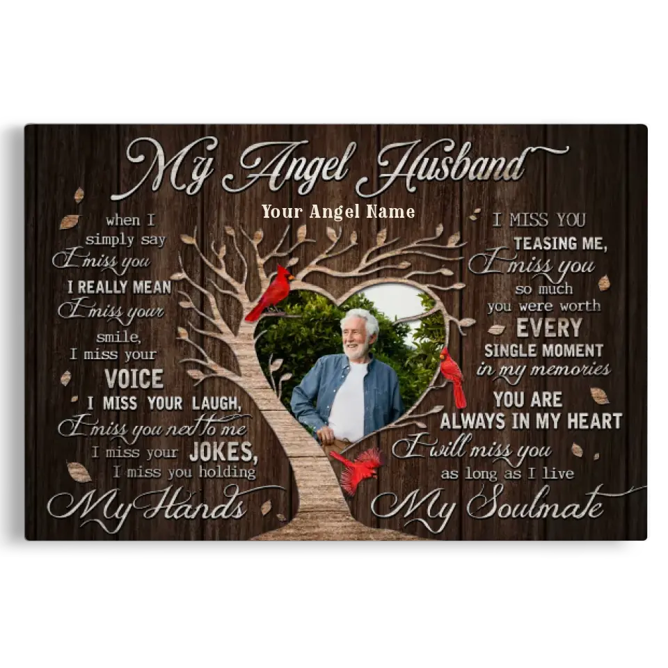 Personalized Canvas Prints, Custom Photo, Gifts For Memorial, Loss Husband, Memorial My Angel Husband Dem Canvas