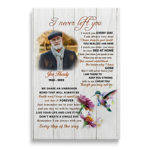 Personalized Canvas Prints Custom Photo, Memorial Gift, Gift For Loss Of Dad, I Never Left You Dem Canvas