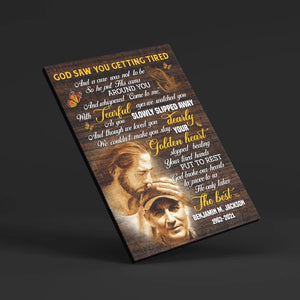 Personalized Canvas Prints, Custom Photo, Sympathy Gifts, Memorial Gift, Safe In The Arms Of Jesus, God Saw You Getting Tired Dem Canvas