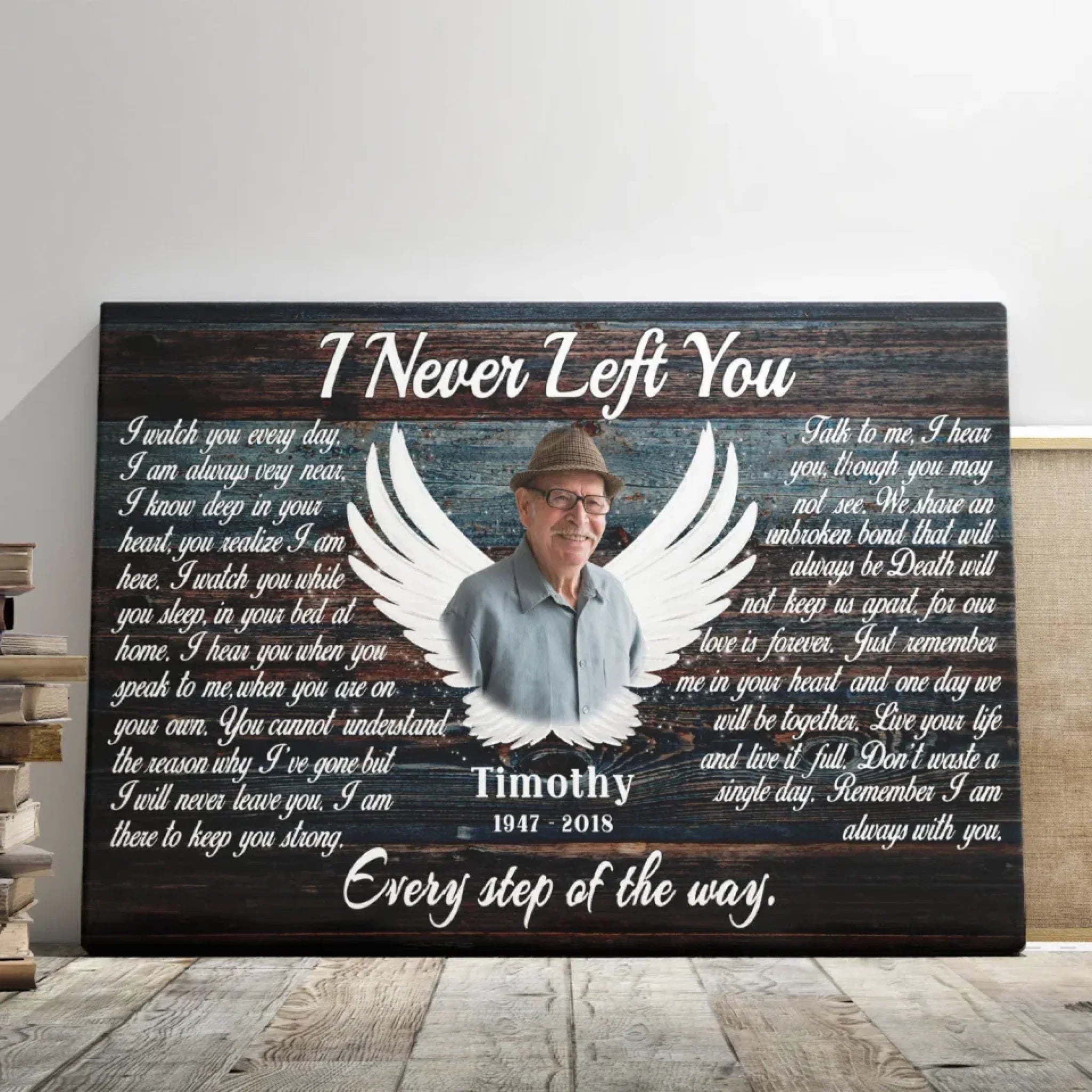 Personalized Canvas Prints, Custom Photo, Memorial Gifts, Sympathy Gifts, Angel Wings I Never Left You Love Dem Canvas