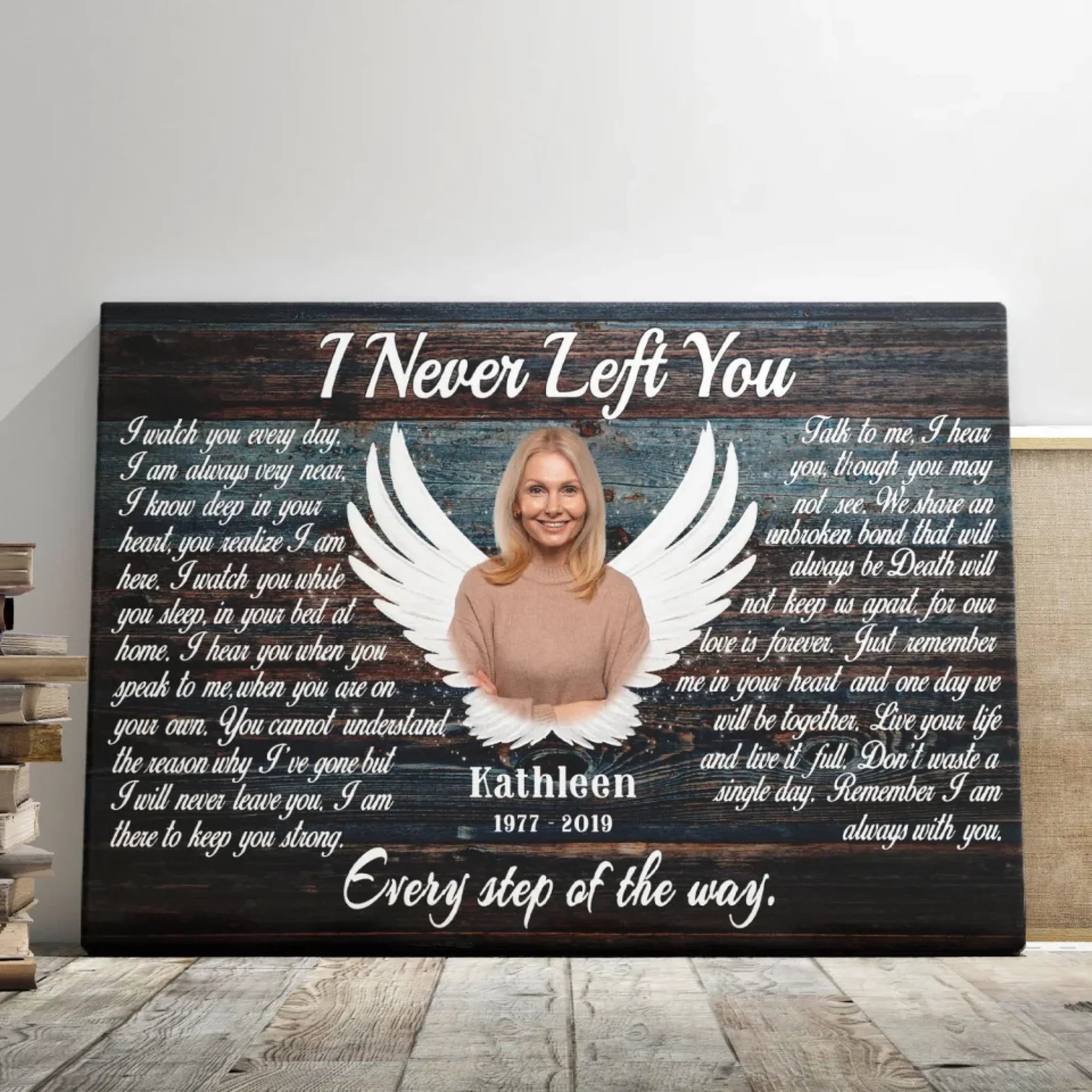 Personalized Canvas Prints, Custom Photo, Memorial Gifts, Sympathy Gifts, Angel Wings I Never Left You Love Dem Canvas