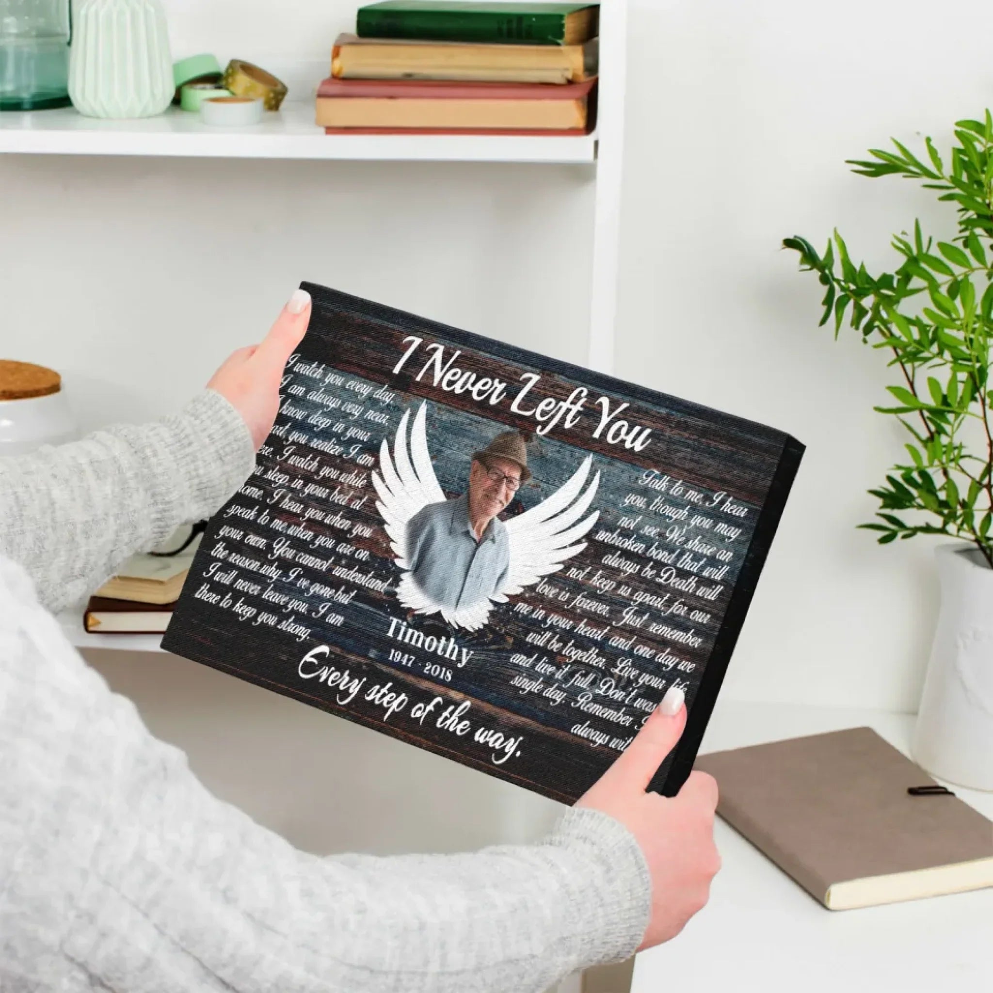 Personalized Canvas Prints, Custom Photo, Memorial Gifts, Sympathy Gifts, Angel Wings I Never Left You Love Dem Canvas