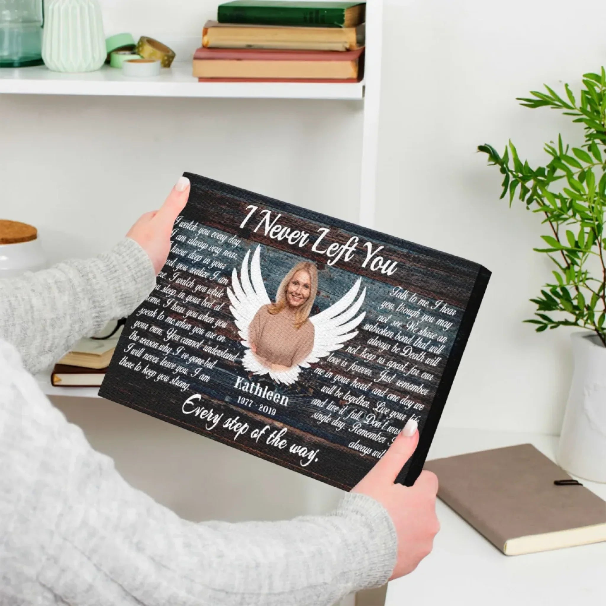 Personalized Canvas Prints, Custom Photo, Memorial Gifts, Sympathy Gifts, Angel Wings I Never Left You Love Dem Canvas