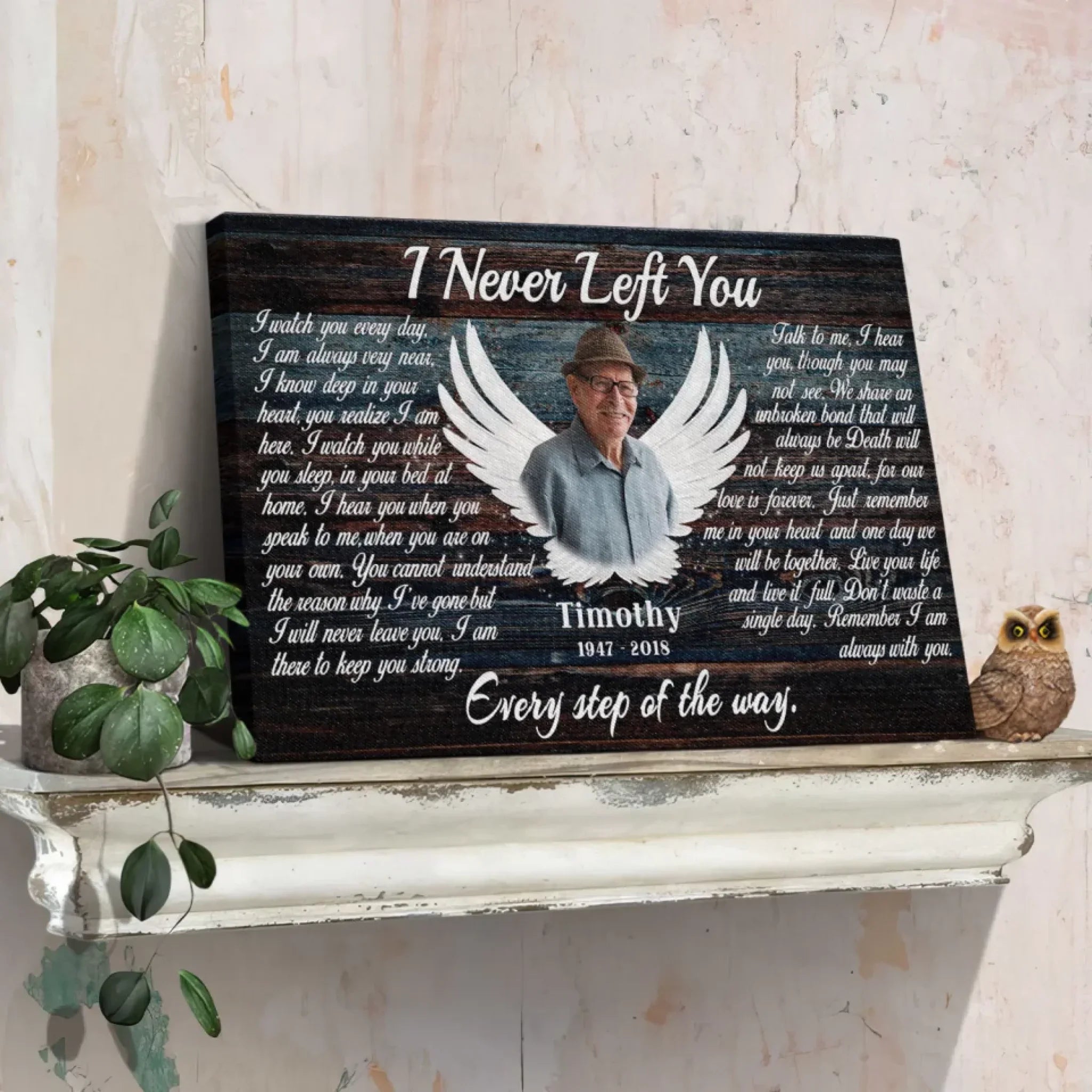 Personalized Canvas Prints, Custom Photo, Memorial Gifts, Sympathy Gifts, Angel Wings I Never Left You Love Dem Canvas