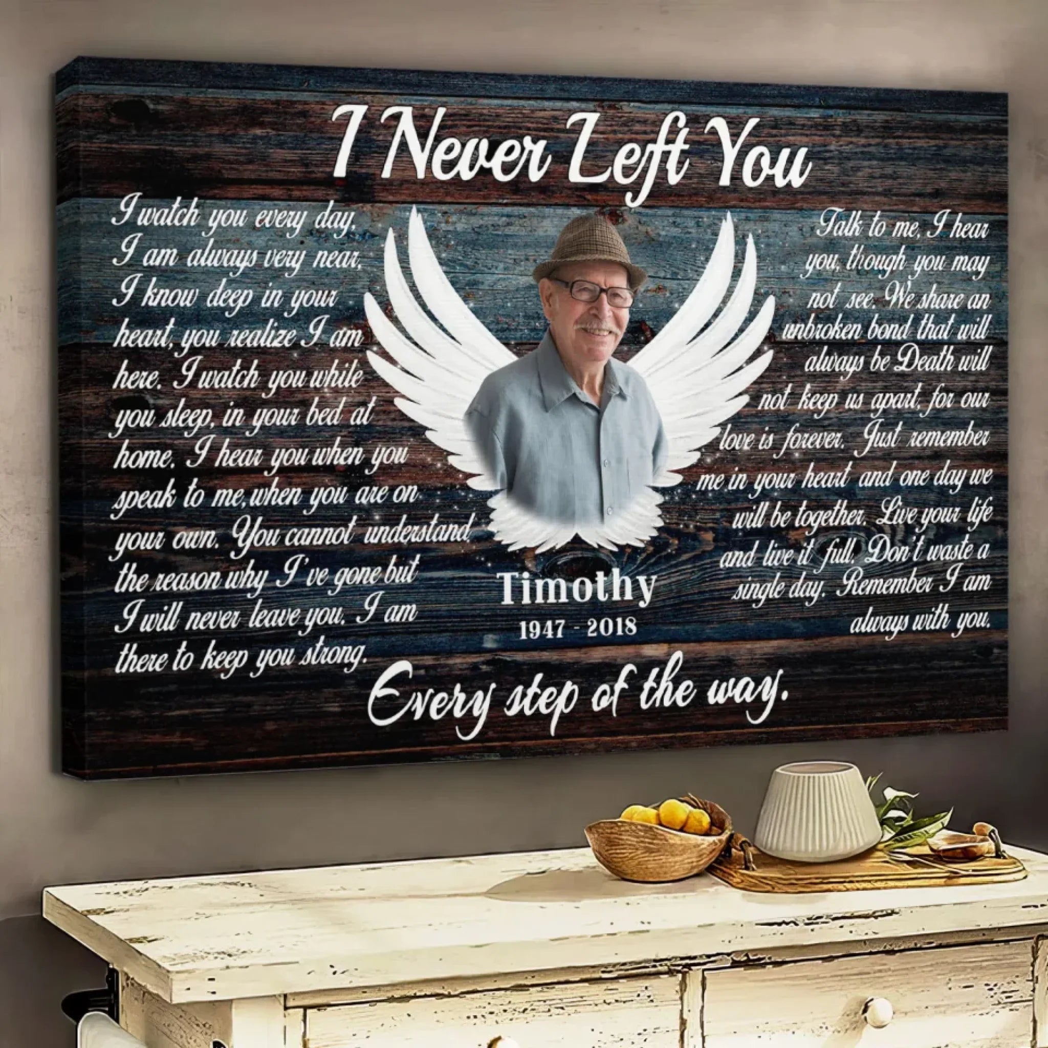 Personalized Canvas Prints, Custom Photo, Memorial Gifts, Sympathy Gifts, Angel Wings I Never Left You Love Dem Canvas
