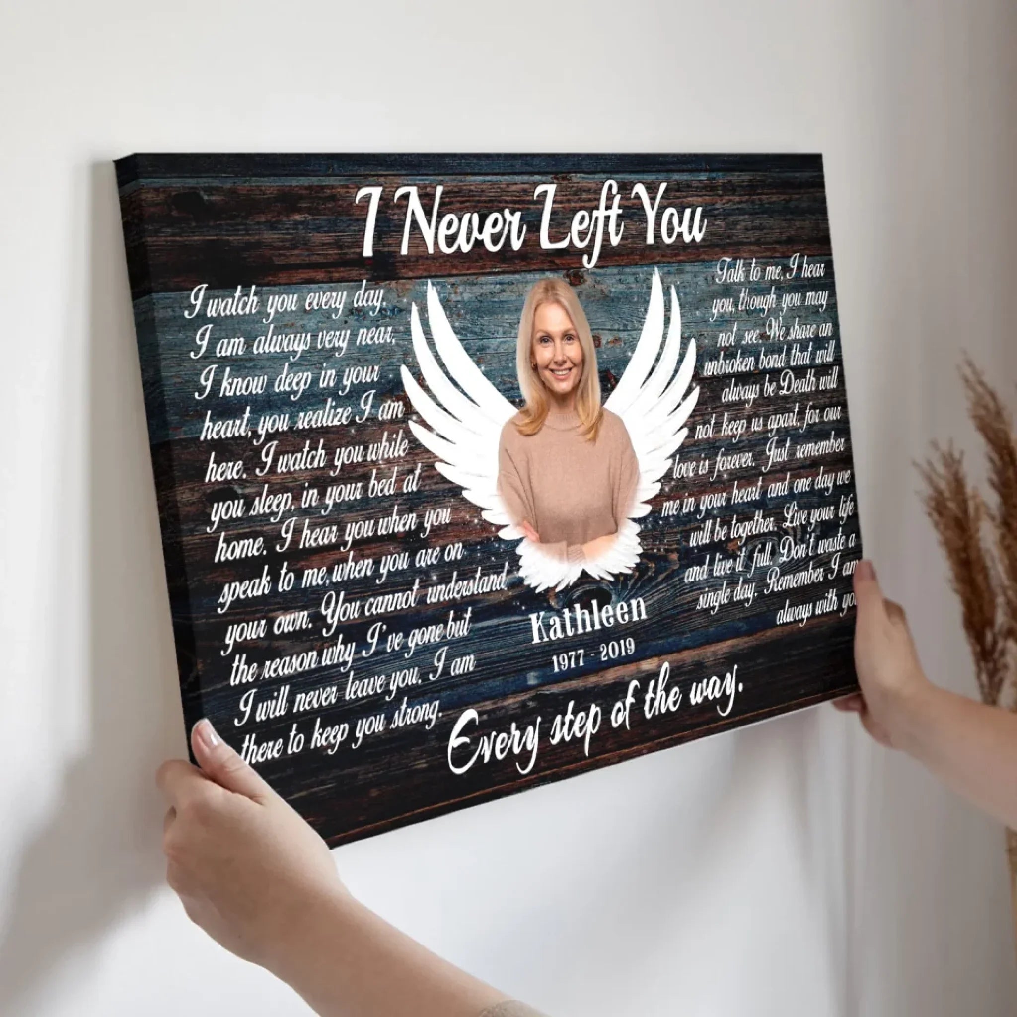 Personalized Canvas Prints, Custom Photo, Memorial Gifts, Sympathy Gifts, Angel Wings I Never Left You Love Dem Canvas
