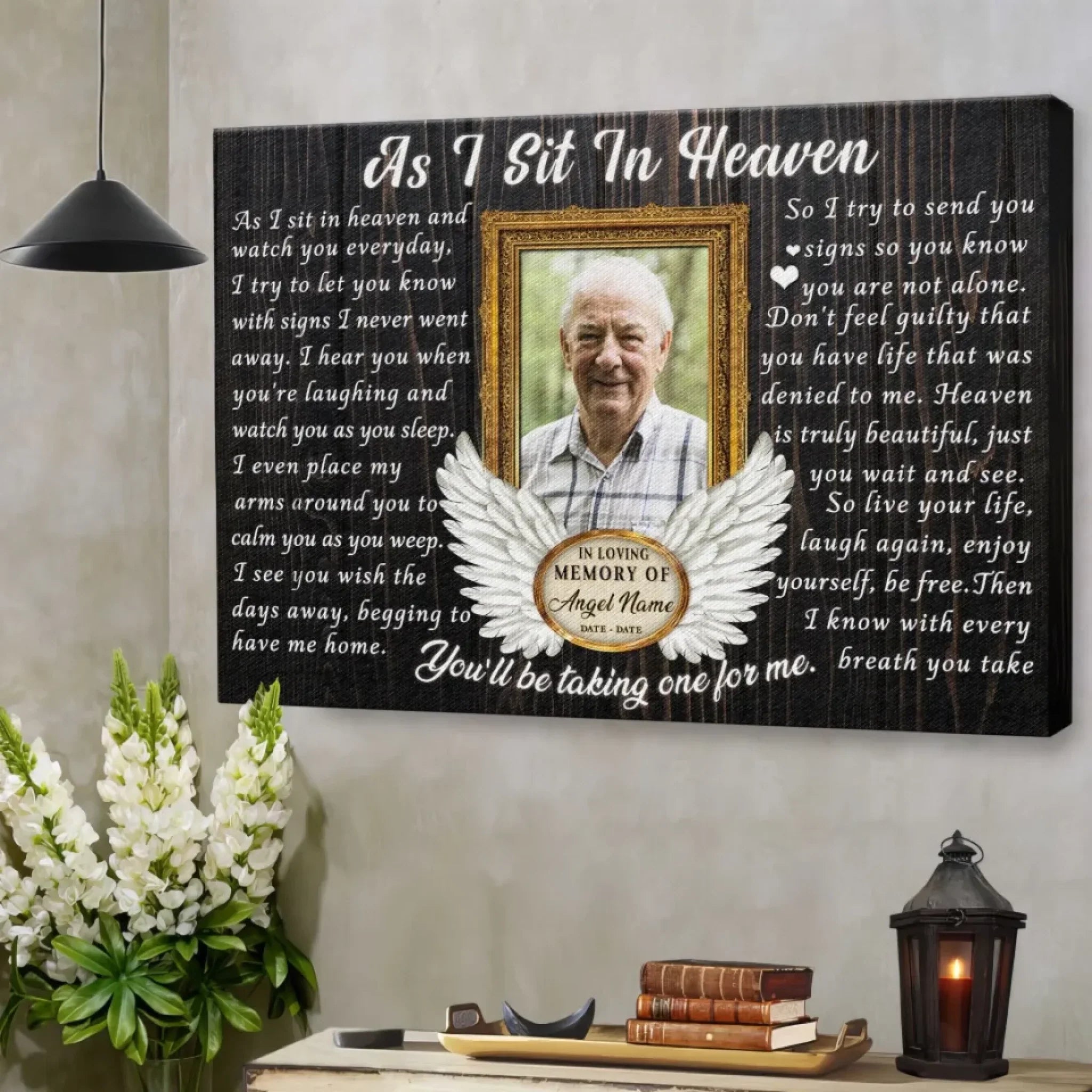 Personalized Canvas Prints, Custom Photo, Memorial Gifts, Sympathy Gifts, Remembrance Gifts, Loss Of Dad, Mom, Angel Wings I Never Left You Dem Canvas
