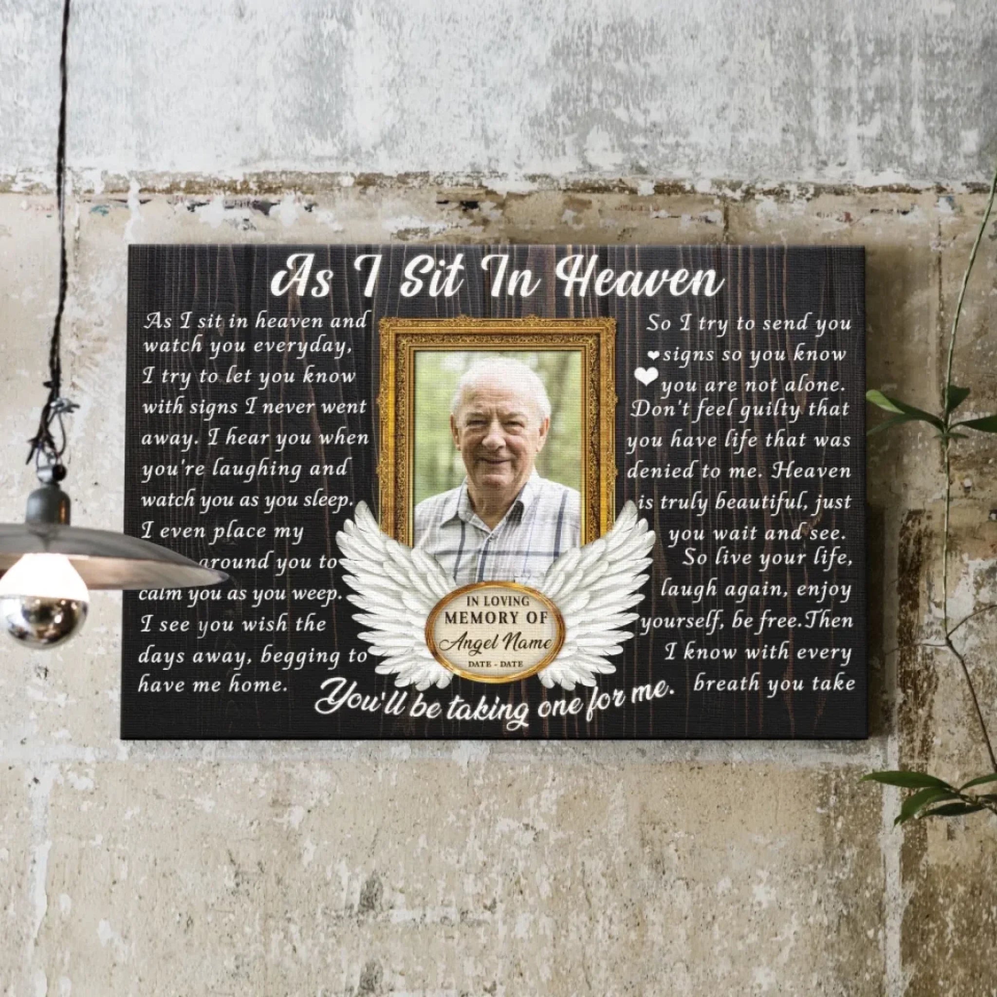 Personalized Canvas Prints, Custom Photo, Memorial Gifts, Sympathy Gifts, Remembrance Gifts, Loss Of Dad, Mom, Angel Wings I Never Left You Dem Canvas