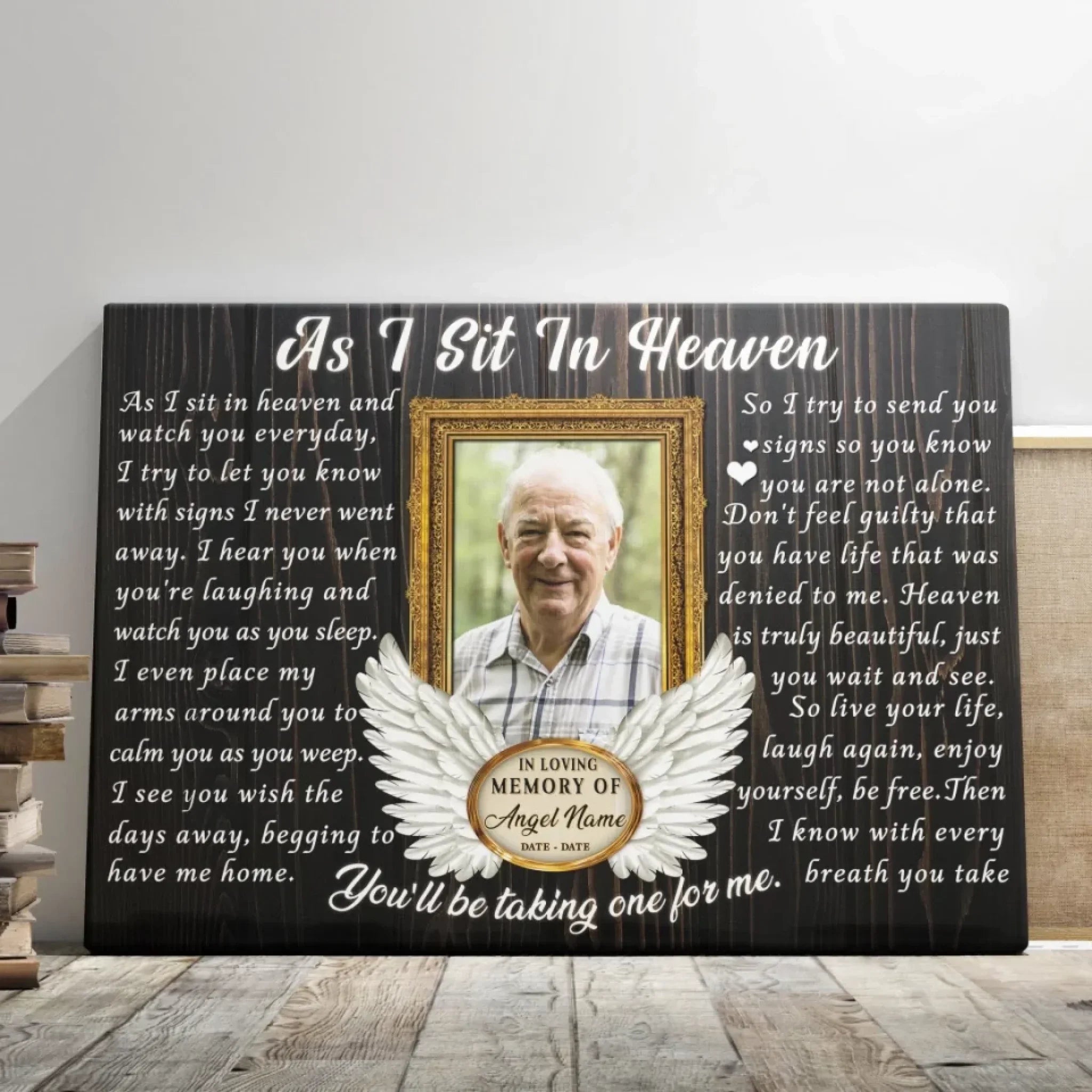 Personalized Canvas Prints, Custom Photo, Memorial Gifts, Sympathy Gifts, Remembrance Gifts, Loss Of Dad, Mom, Angel Wings I Never Left You Dem Canvas