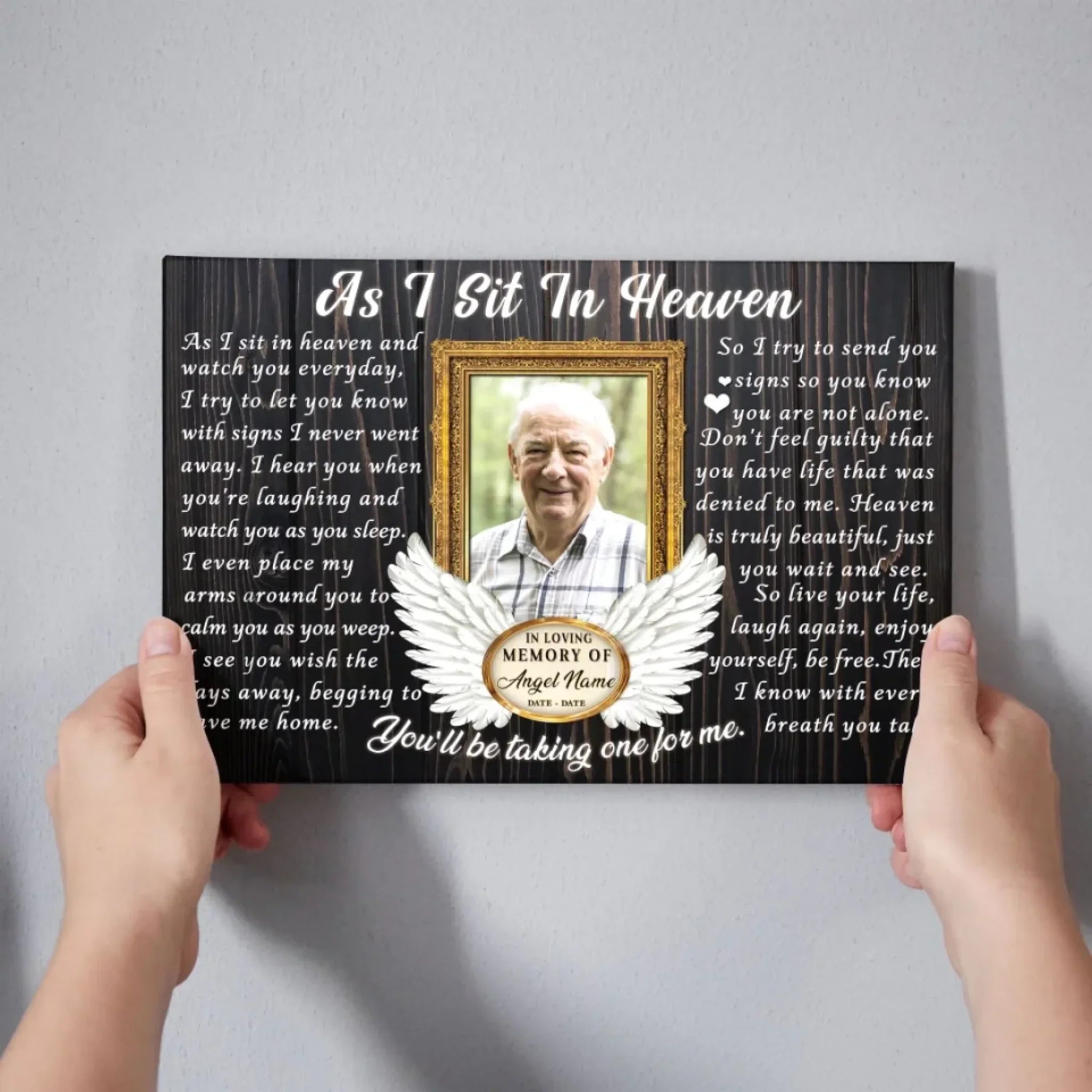 Personalized Canvas Prints, Custom Photo, Memorial Gifts, Sympathy Gifts, Remembrance Gifts, Loss Of Dad, Mom, Angel Wings I Never Left You Dem Canvas