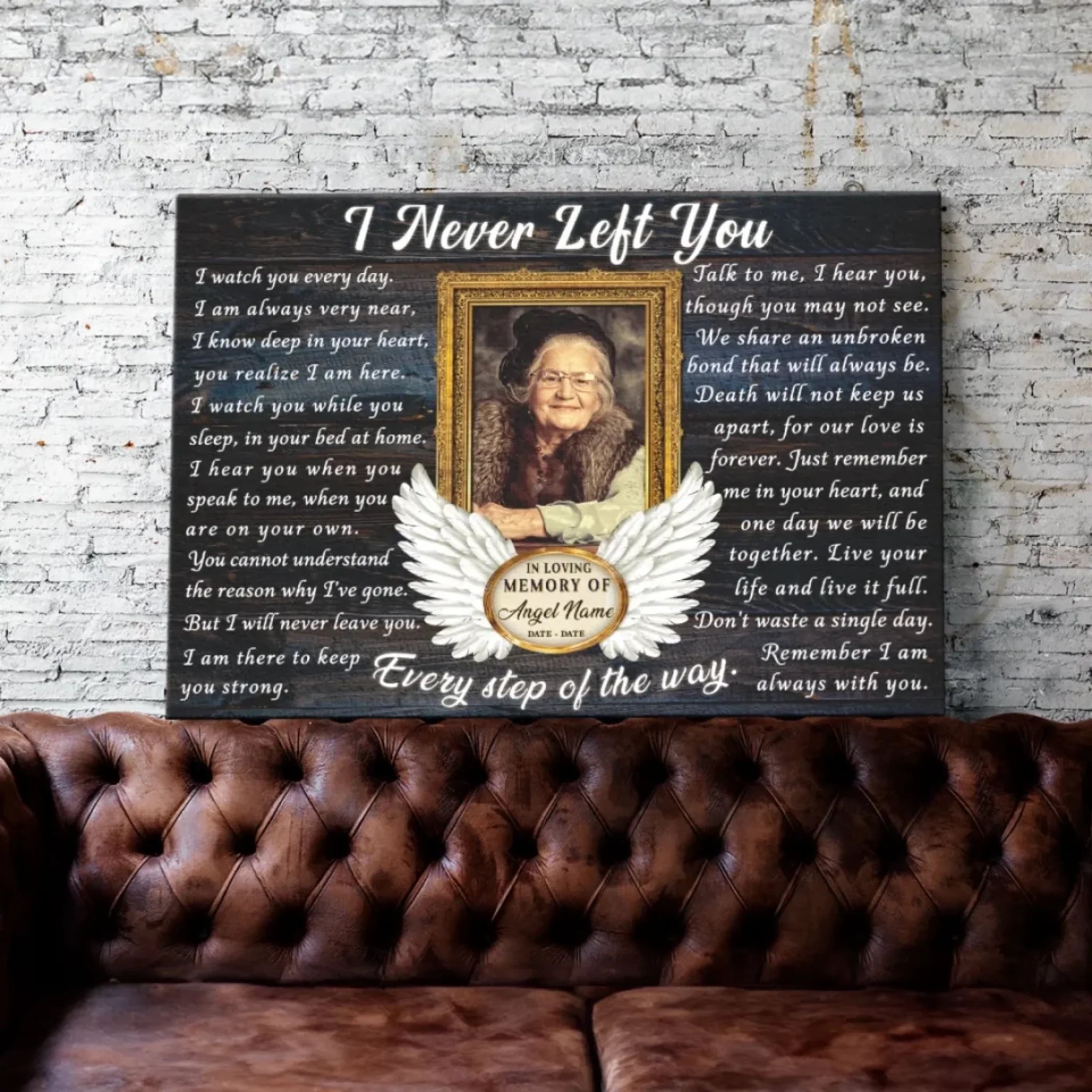 Personalized Canvas Prints, Custom Photo, Memorial Gifts, Sympathy Gifts, Remembrance Gifts, Loss Of Dad, Mom, Angel Wings I Never Left You Dem Canvas