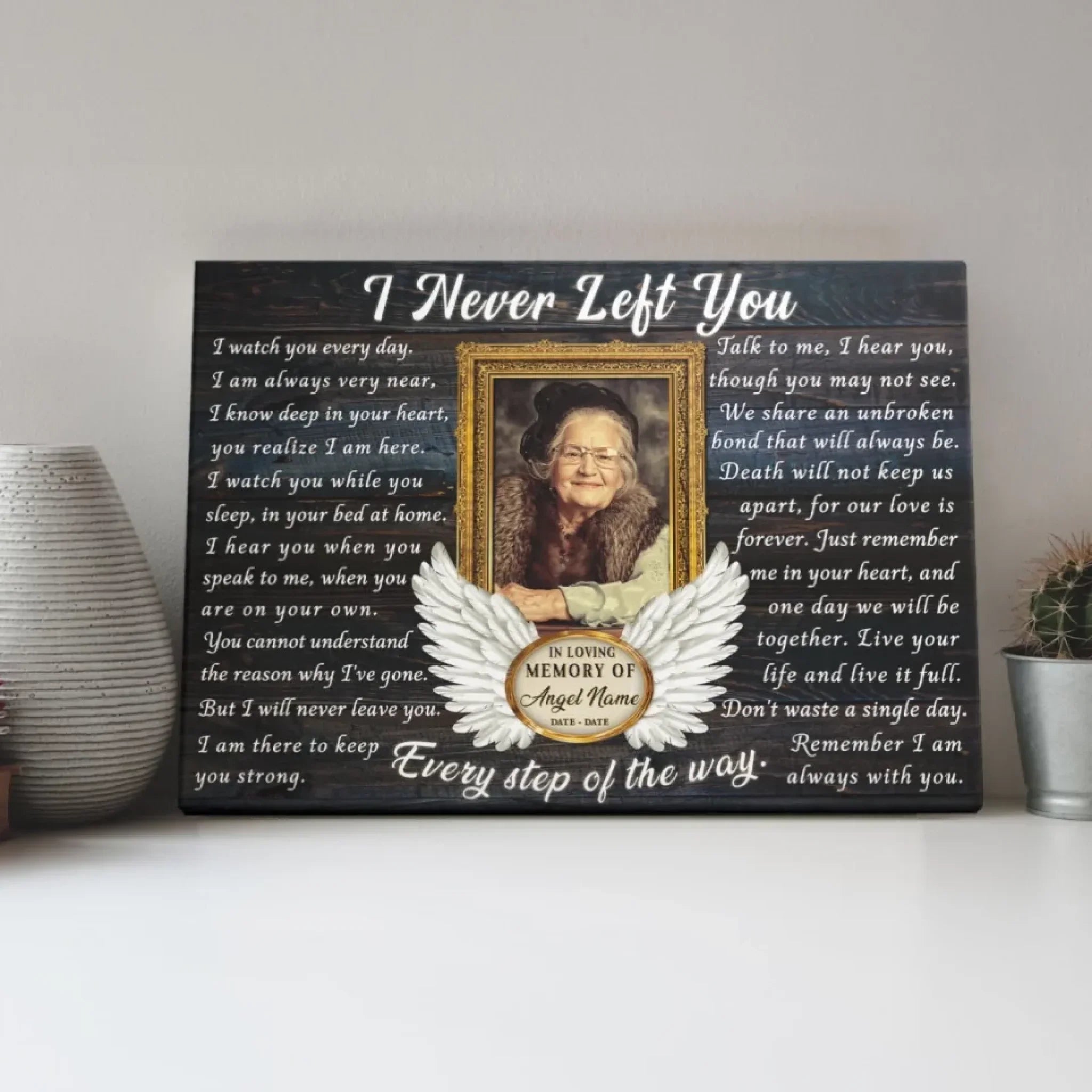 Personalized Canvas Prints, Custom Photo, Memorial Gifts, Sympathy Gifts, Remembrance Gifts, Loss Of Dad, Mom, Angel Wings I Never Left You Dem Canvas