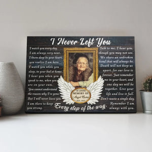 Personalized Canvas Prints, Custom Photo, Memorial Gifts, Sympathy Gifts, Remembrance Gifts, Loss Of Dad, Mom, Angel Wings I Never Left You Dem Canvas