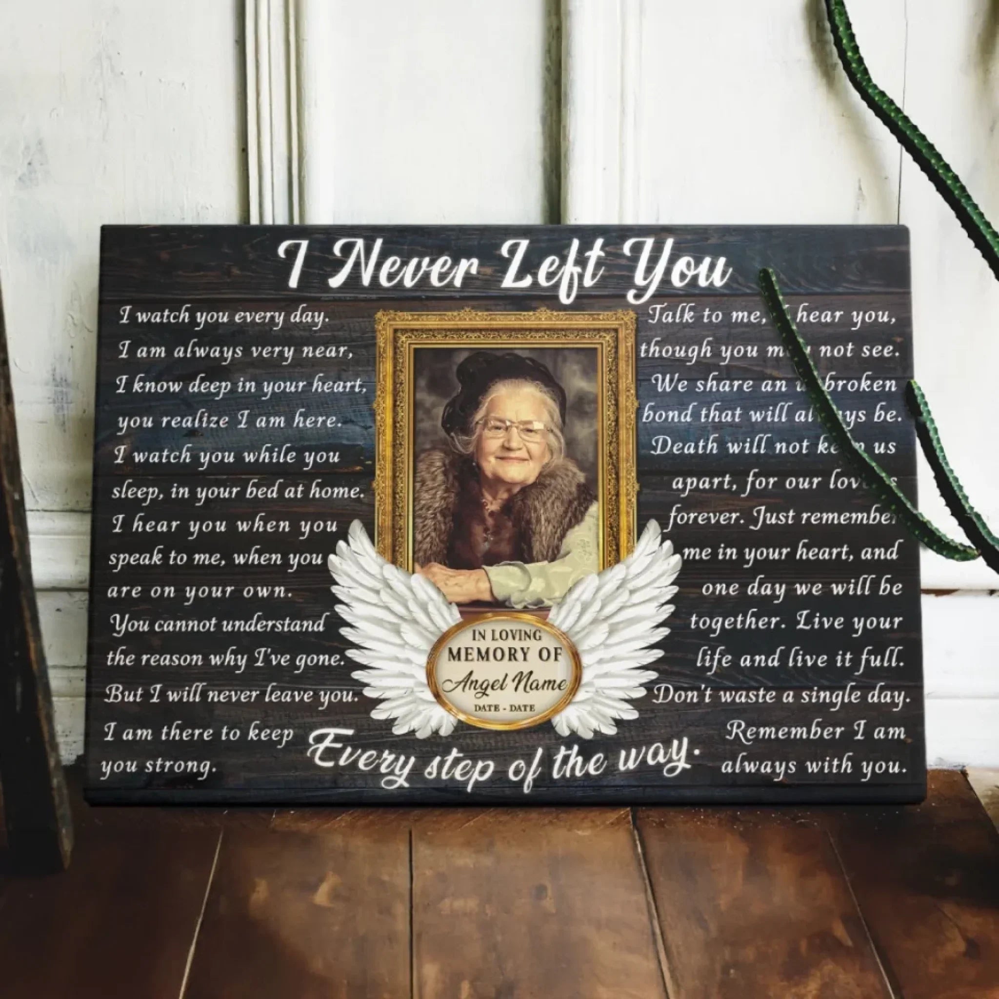 Personalized Canvas Prints, Custom Photo, Memorial Gifts, Sympathy Gifts, Remembrance Gifts, Loss Of Dad, Mom, Angel Wings I Never Left You Dem Canvas