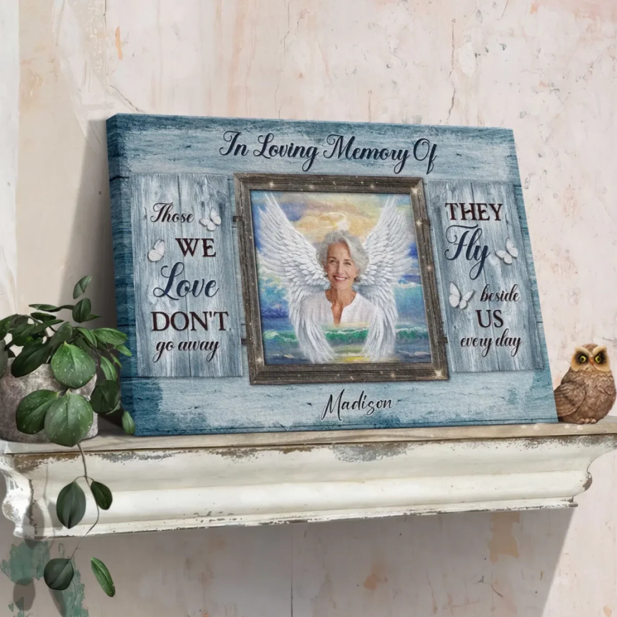 Personalized Canvas Prints, Custom Photos, Remembrance Gift, In Loving Memory, Gift For Sympathy Angel Wings Wall Art  Dem Canvas