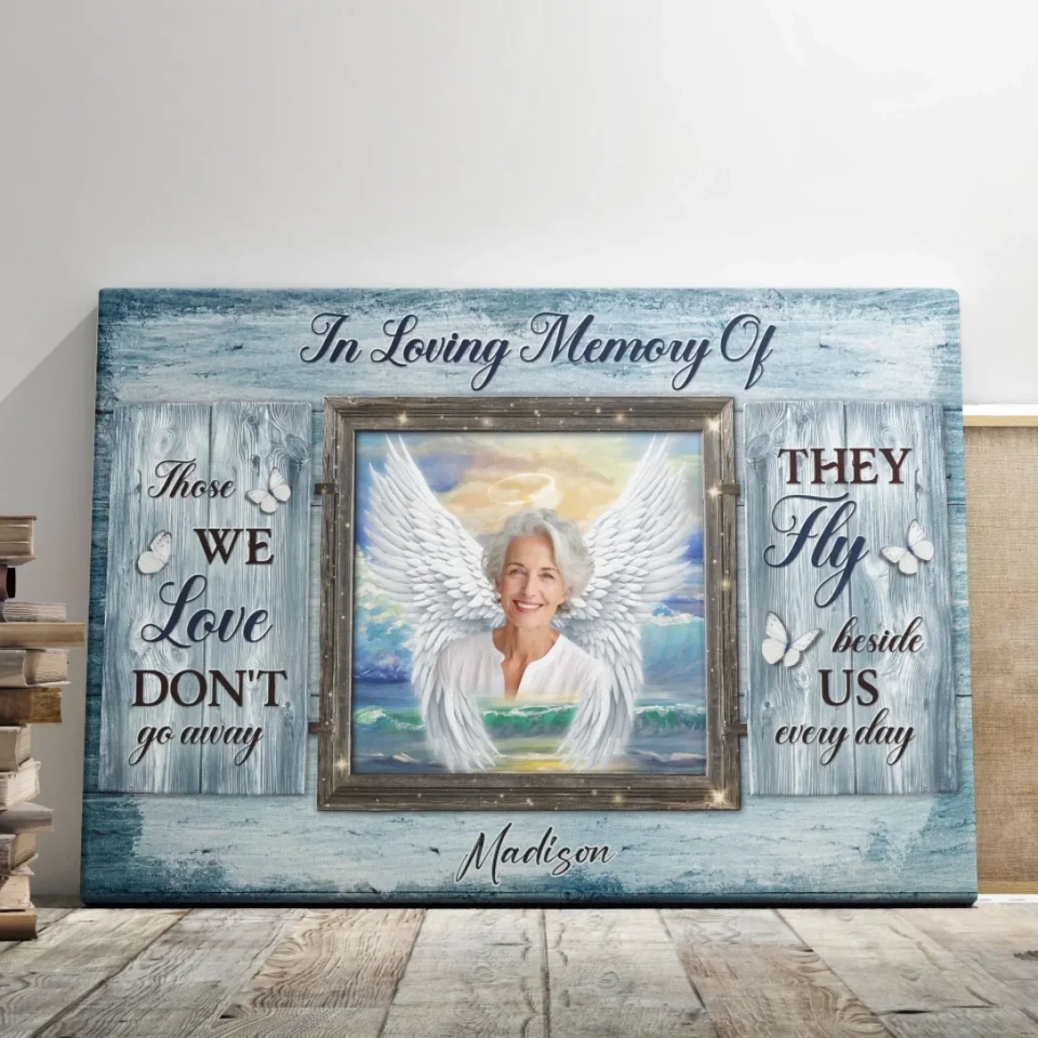 Personalized Canvas Prints, Custom Photos, Remembrance Gift, In Loving Memory, Gift For Sympathy Angel Wings Wall Art  Dem Canvas