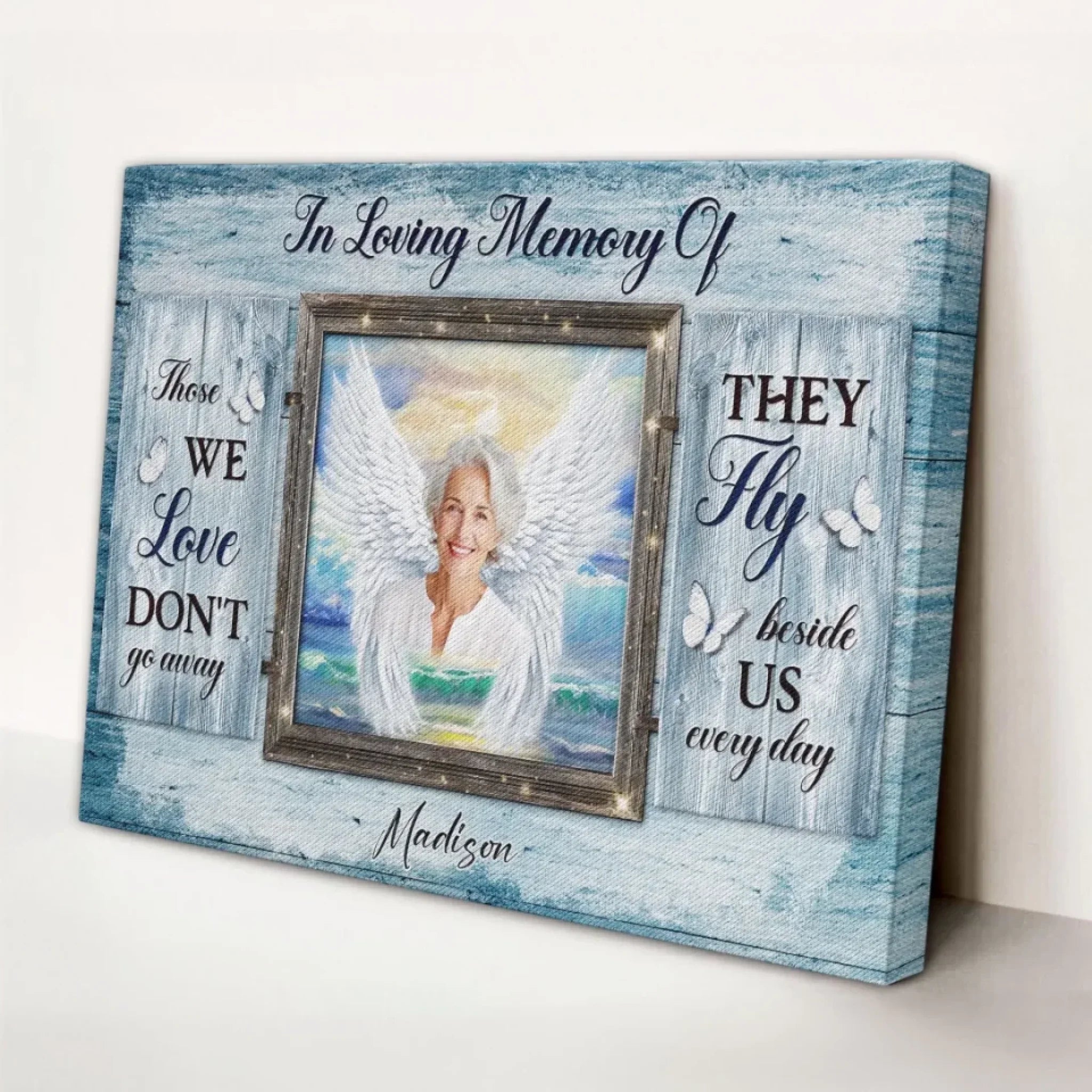Personalized Canvas Prints, Custom Photos, Remembrance Gift, In Loving Memory, Gift For Sympathy Angel Wings Wall Art  Dem Canvas