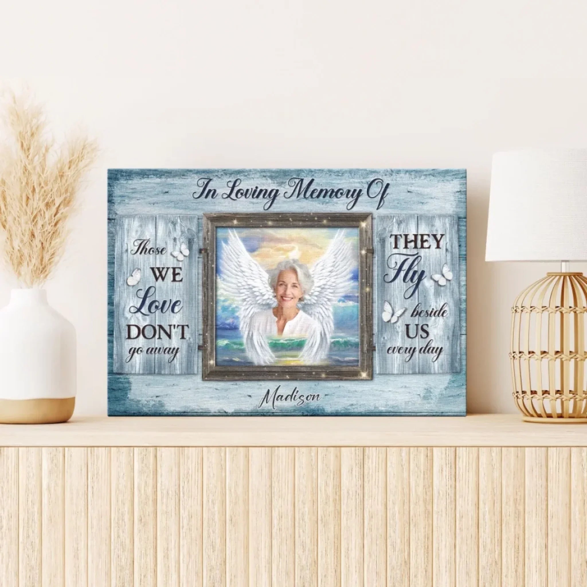 Personalized Canvas Prints, Custom Photos, Remembrance Gift, In Loving Memory, Gift For Sympathy Angel Wings Wall Art  Dem Canvas