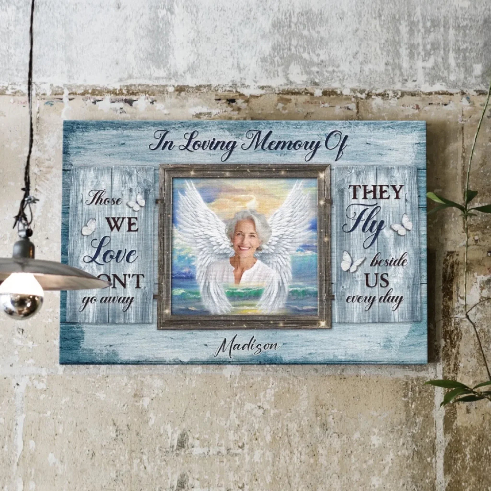Personalized Canvas Prints, Custom Photos, Remembrance Gift, In Loving Memory, Gift For Sympathy Angel Wings Wall Art  Dem Canvas