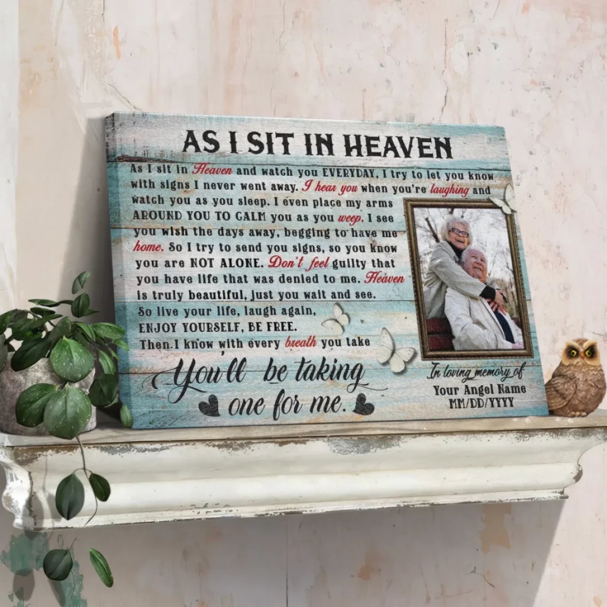 Personalized Canvas Prints Custom Photo, Sympathy Gifts, Memorial Gifts, Remembrance Gifts, Bereavement Gifts, As I Sit In Heaven Dem Canvas