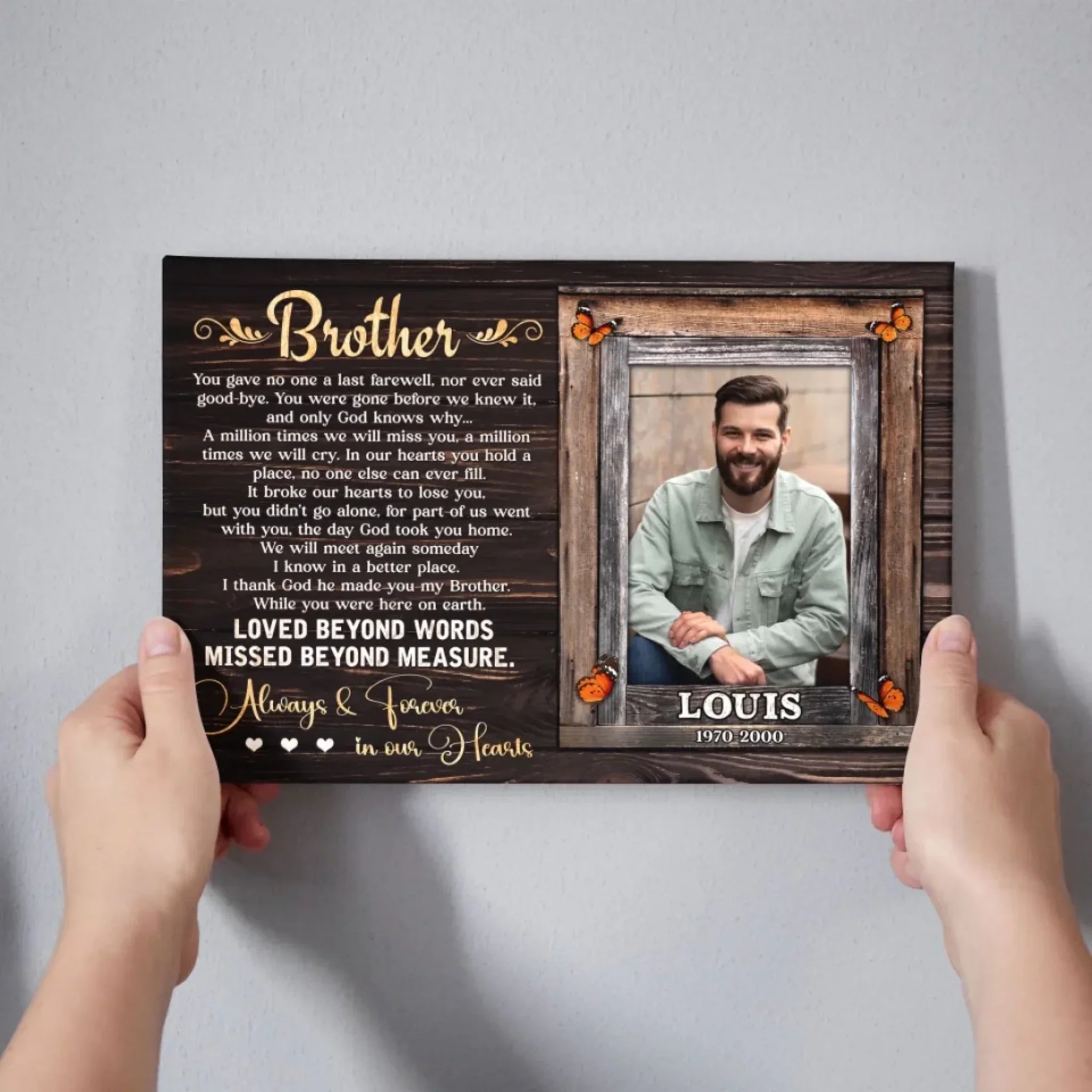 Personalized Canvas Prints, Sympathy Gifts For Loss Of Brother, In Memory Of Brother Gifts, Memorial Canvas for Brother Dem Canvas