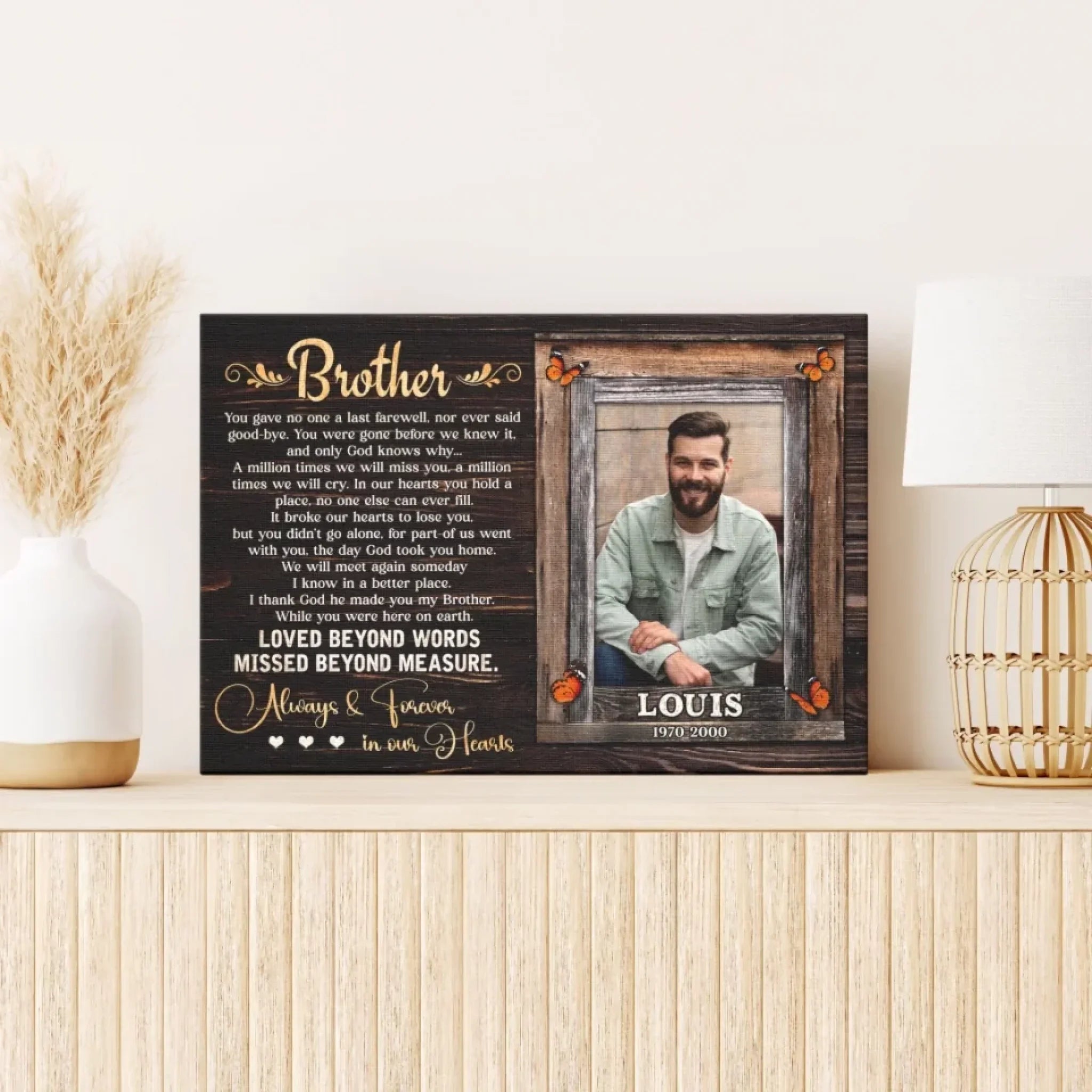 Personalized Canvas Prints, Sympathy Gifts For Loss Of Brother, In Memory Of Brother Gifts, Memorial Canvas for Brother Dem Canvas