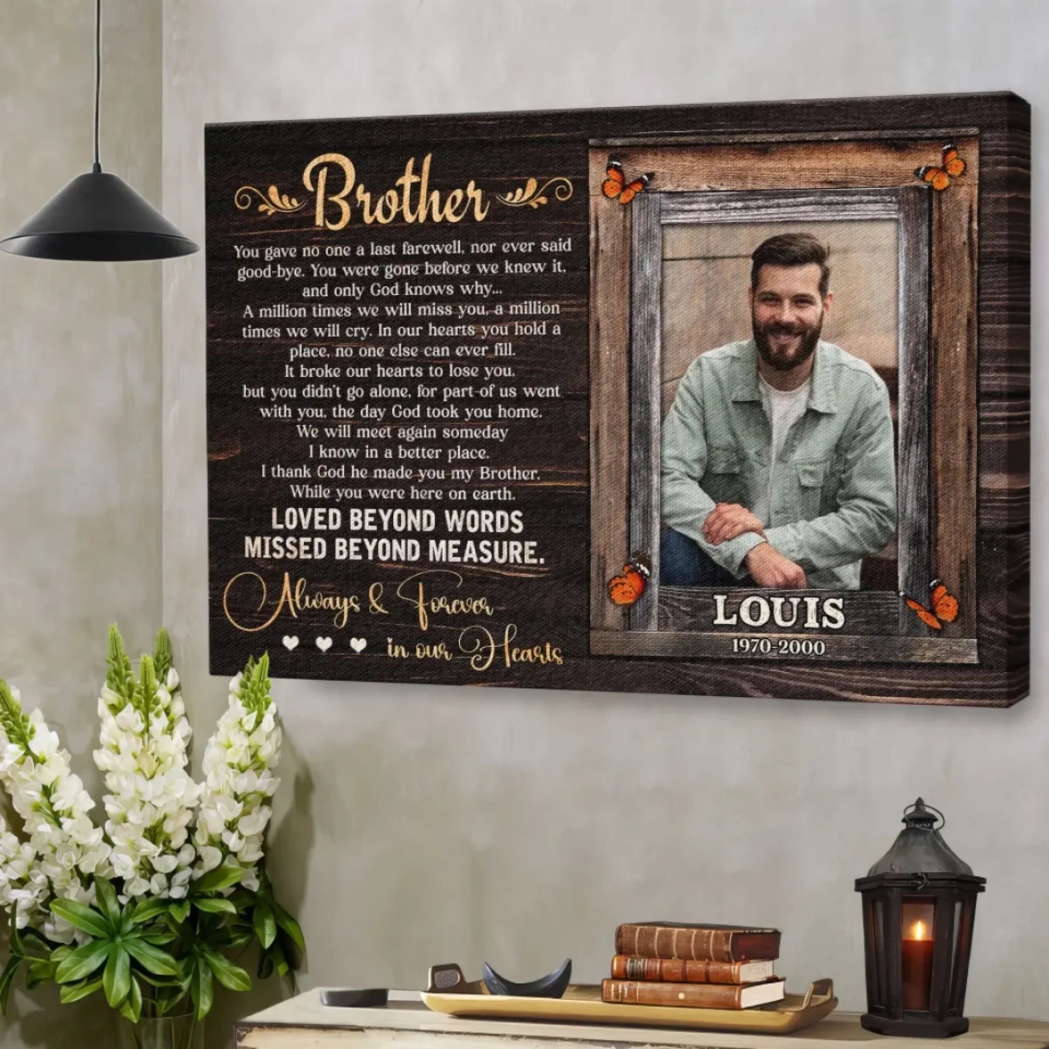 Personalized Canvas Prints, Sympathy Gifts For Loss Of Brother, In Memory Of Brother Gifts, Memorial Canvas for Brother Dem Canvas