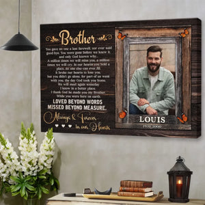 Personalized Canvas Prints, Sympathy Gifts For Loss Of Brother, In Memory Of Brother Gifts, Memorial Canvas for Brother Dem Canvas