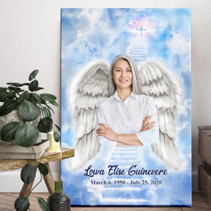 Personalized Canvas Prints, Custom Photo, Memorable Gift, Add Angel Wings and Halo to Photo, Add Deceased Loved One with Angel Wings Dem Canvas