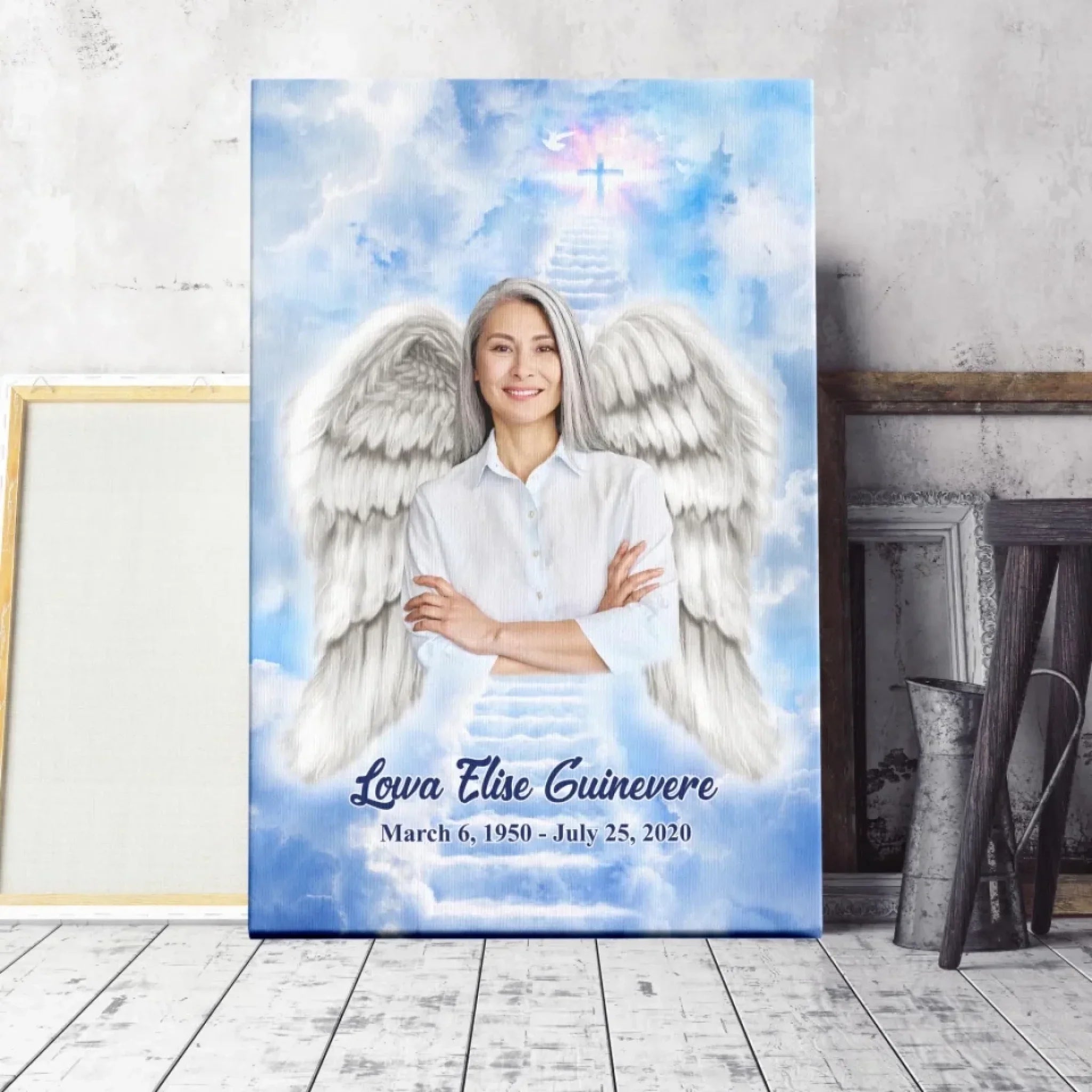Personalized Canvas Prints, Custom Photo, Memorable Gift, Add Angel Wings and Halo to Photo, Add Deceased Loved One with Angel Wings Dem Canvas