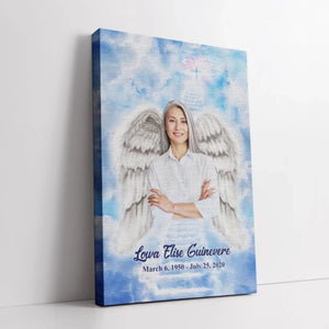 Personalized Canvas Prints, Custom Photo, Memorable Gift, Add Angel Wings and Halo to Photo, Add Deceased Loved One with Angel Wings Dem Canvas